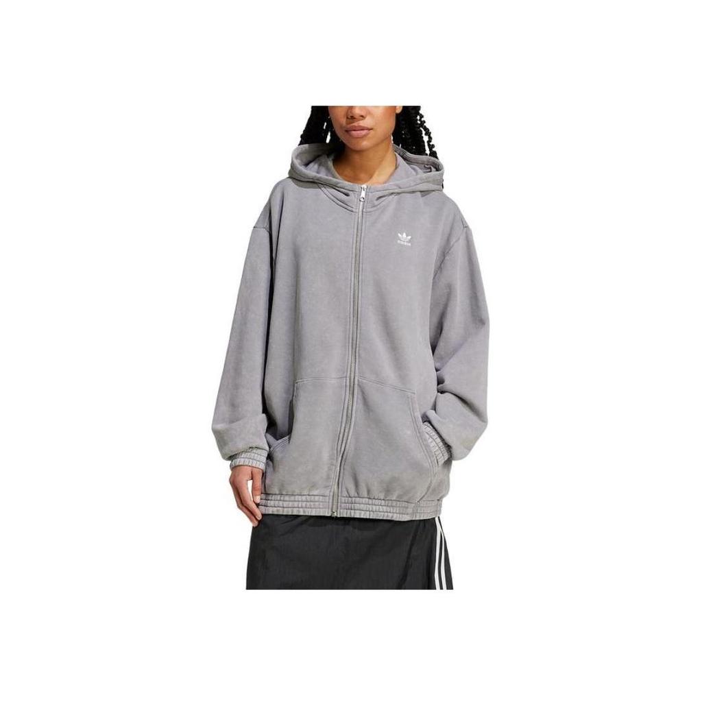 adidas Originals Women's Trefoil Logo Hooded Sweatshirt Grey IY8039