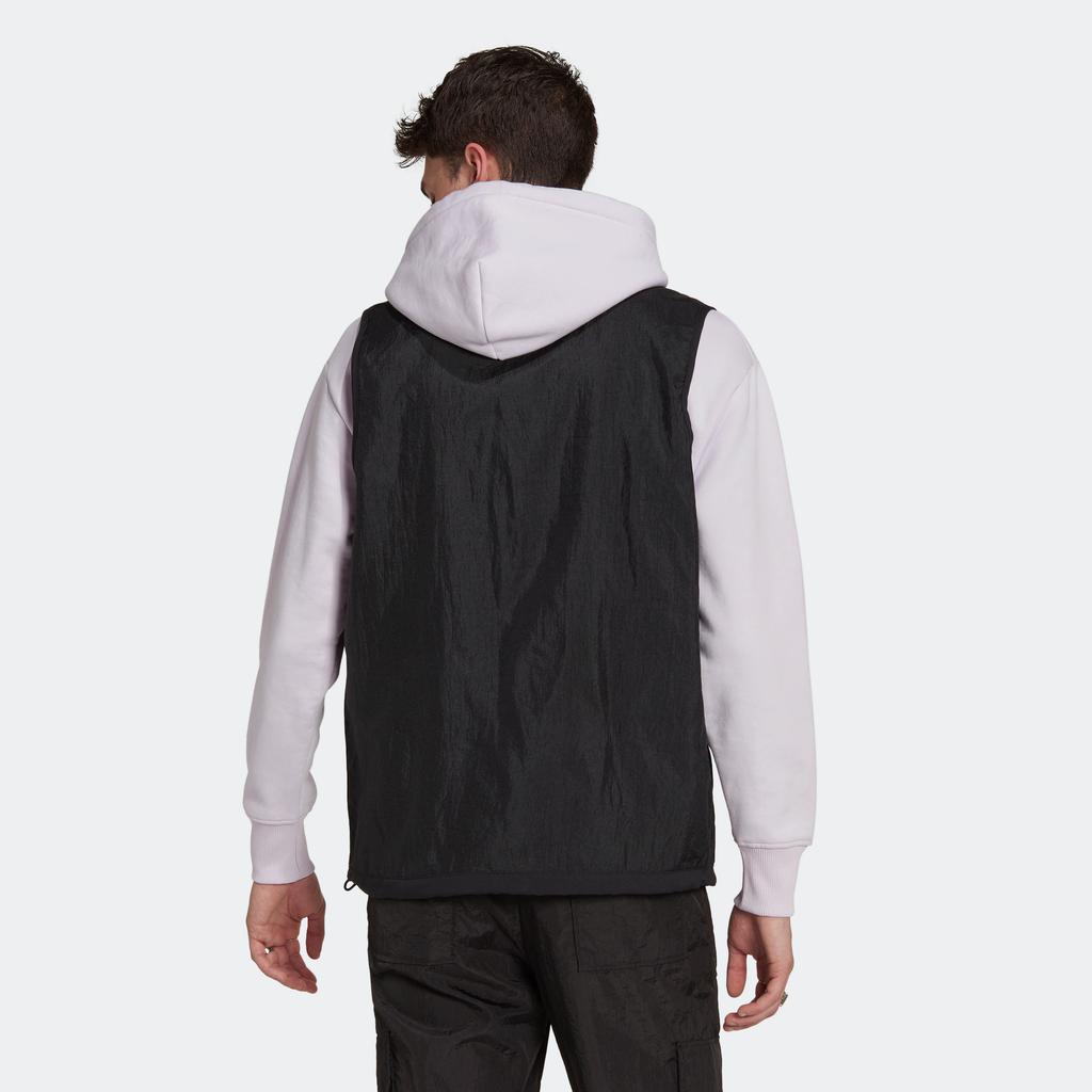 Adidas Originals Trefoil Greveal Vest With Solid Color Block Zip V-Neck Sleeveless Men Vest Black HK2738