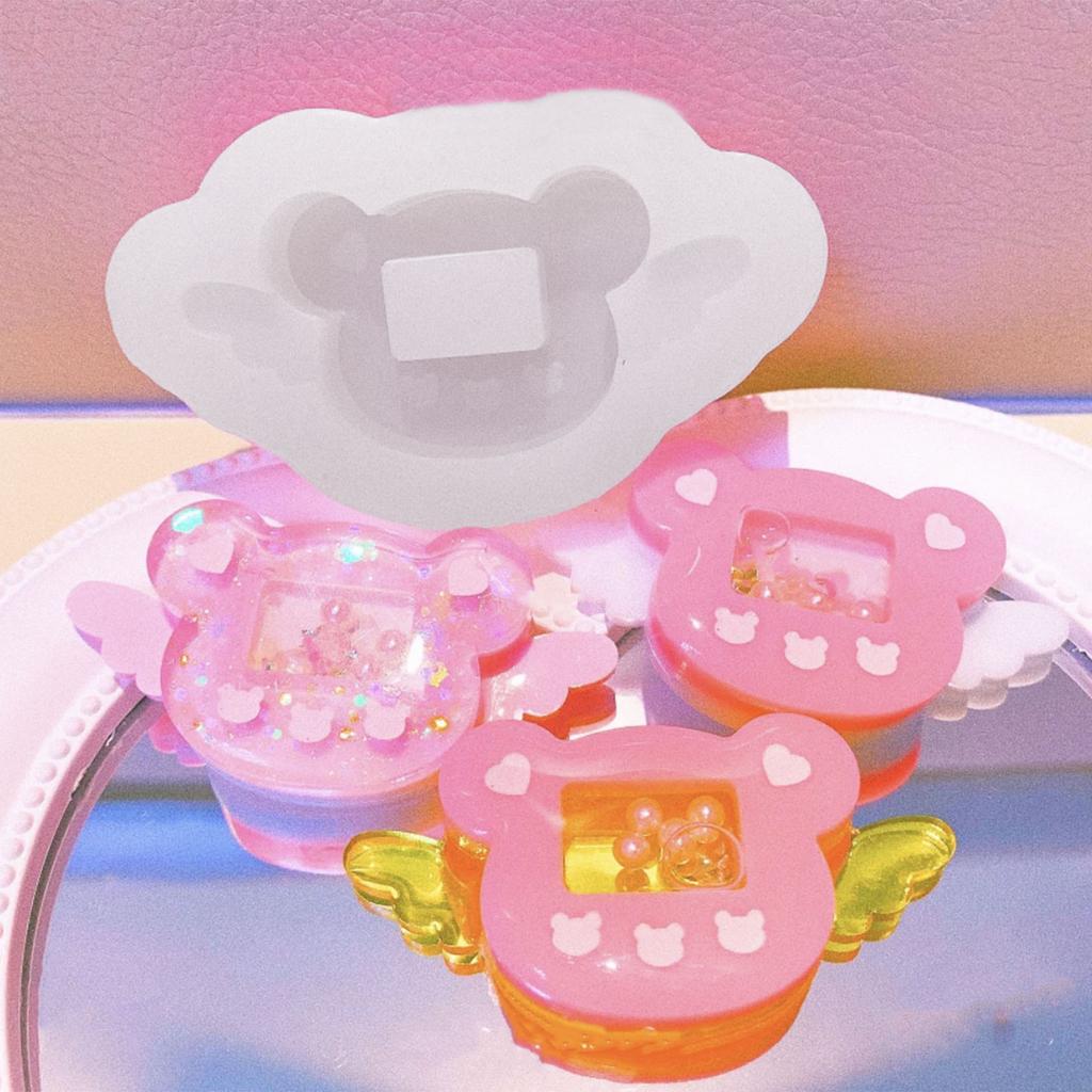 DIY Angel Bear Bowknot Ornament Quicksand Silicone Epoxy Mold DIY Keychain Pendant Jewelry Craft Mould for Birthday Gift