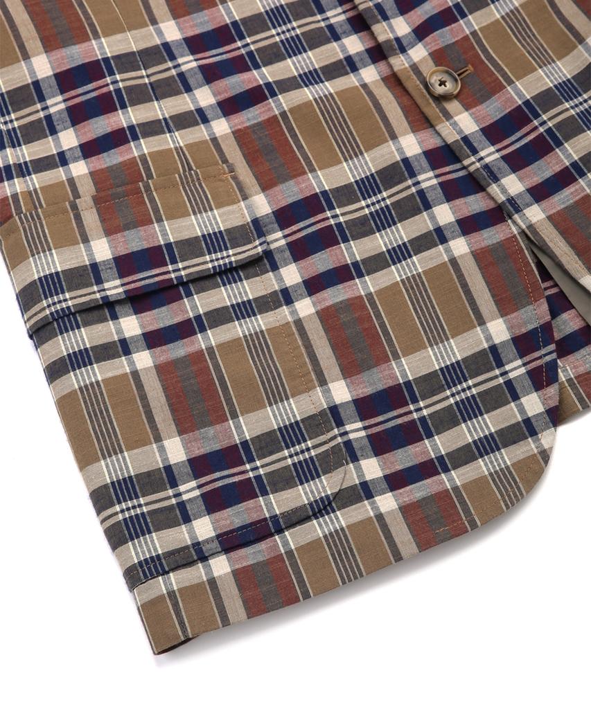 Brooks Brothers Classic Fit Cotton Madras 2-Button Jacket (Brown) (Bbjsmf84624Es)