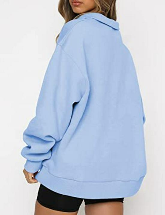 Women's Half-Zip Fleece-Lined Sweatshirt: European and American Autumn/Winter Casual Long Sleeve Top