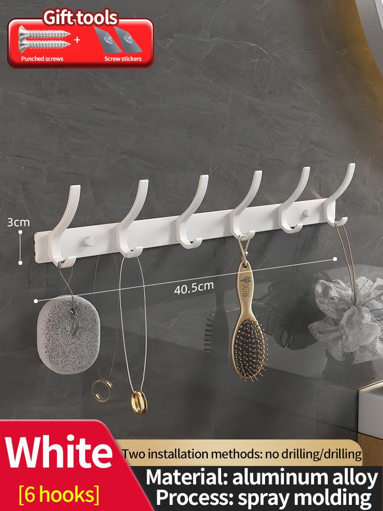 No Drill of Door Hooks, Space Aluminum, Non Perforated Bathroom Hooks, Bedroom Storage, Clothes Hanger Hooks, Wall Clothes Hook