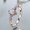 Charm Female Opal Stone Round Ring Silver Color Cute Gift Wedding Jewelry for Women