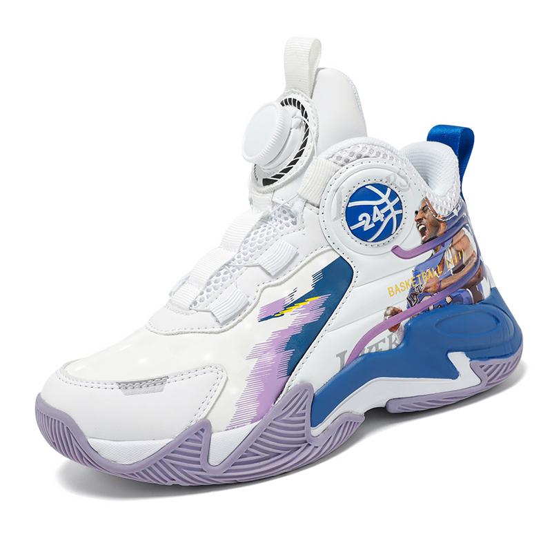 31-40 Dziecięce Duże Rozmiary Antypoślizgowe Odporne na Zużycie Modne Wysokie Buty do Koszykówki Trend Sportowy Buty Dziecięce