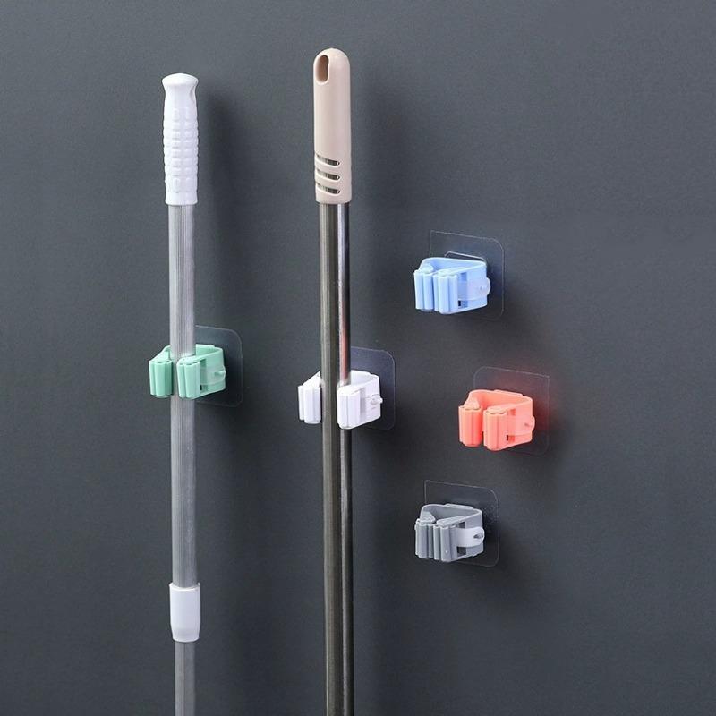 Mop Holder Wall Mounted Mop Organizer Brush Holder Broom Hanger Storage Rack Kitchen Hanger Clip Seamless Mop Hook