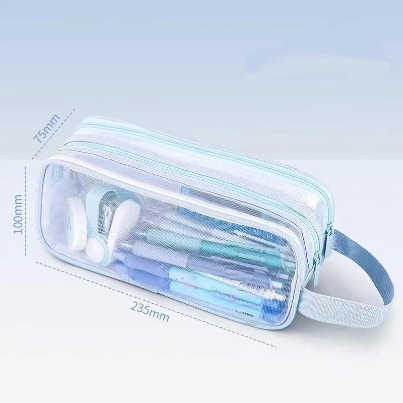 Mehrfarbig Transparent Großes Fassungsvermögen Einfache Federtasche Niedliche Schreibwaren Kosmetiktasche Schüler Bürobedarf