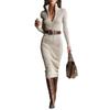 2025 European & American High-End Early Autumn Long-Sleeve Waist-Cinching Socialite Dress for Women