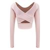 Womens Long Sleeve Yoga Top With Built-in Bra Support Cross Back Fitness Workout Shirt Winter