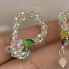 Anillos Florales de Cristal Ajustables de 2 Piezas Borlas de Dopamina Anillos de Dedo de Flor Joyería