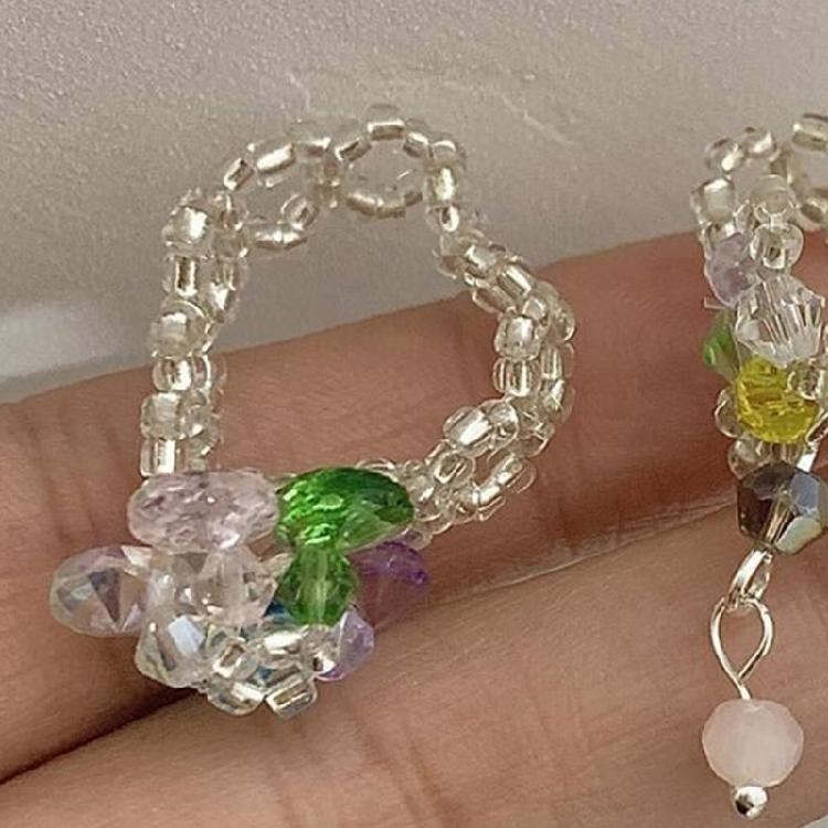 Anillos Florales de Cristal Ajustables de 2 Piezas Borlas de Dopamina Anillos de Dedo de Flor Joyería
