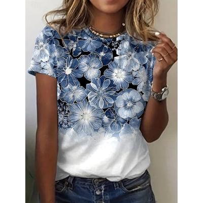 Women's T Shirt Floral Graphic Vintage Stylish Casual Short Sleeve Crew Neck Round Neck Regular Tops Daily 2025 Summer