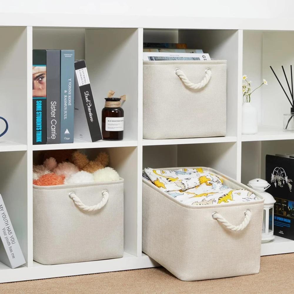 Foldable Linen Fabric Storage Baskets Kids Toys Organizer Clothes and Sundries Storage Box Laundry Basket