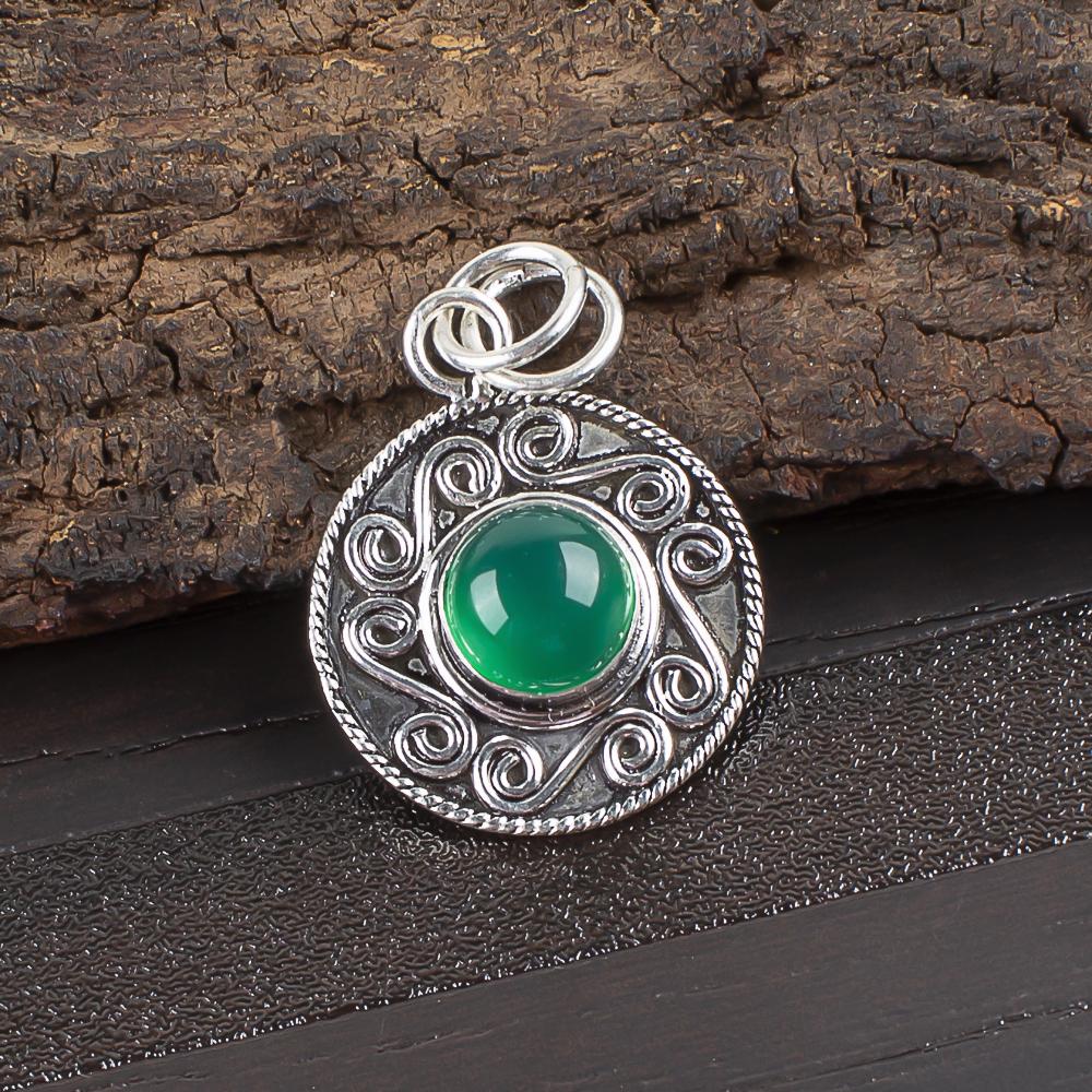 Green Onyx Pendant Handmade Gemstone Jewelry, 925 Solid Sterling Silver Pendant Unique Design Jewelry