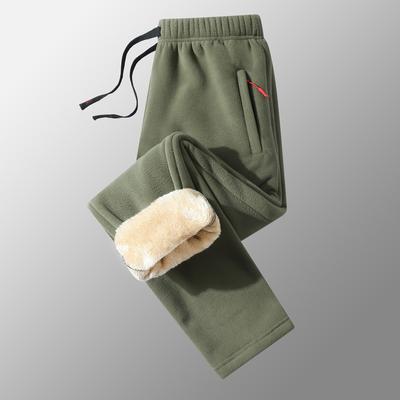 Men Fleece Warm Pants Loose Thermal Drawstring Trousers Autumn Winter Outwear Sweatpants
