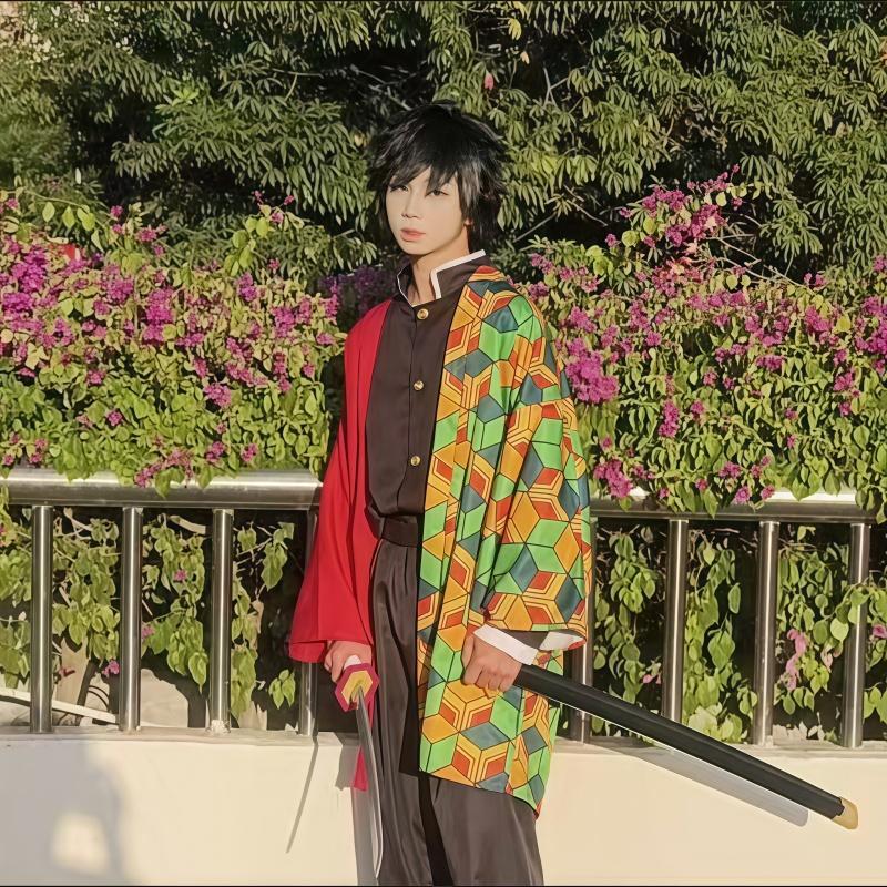 Anime Kimetsu No Yaiba Tomioka Giyuu Cosplay Kostým Doplňky Pak Uniformy Kostýmy Pruik Druh Volwassen Feest Cadeau