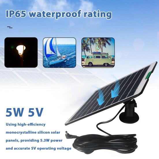 Solar Panels 5.3W Single Crystal Silicon Power Supply IP65 Waterproof Solar Panel for Ring Doorbells Cameras Security Equipment