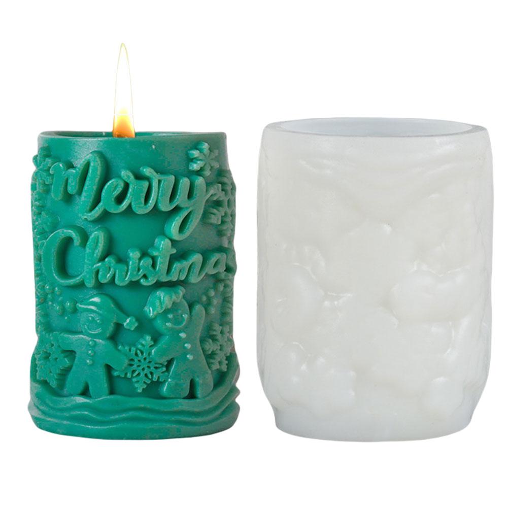 3D Christmas Tree Elk Relief Cylinder Candle Silicone Mold Merry Christmas Epoxy Resin Mold DIY Xmas Art Craft Gifts Home Decor