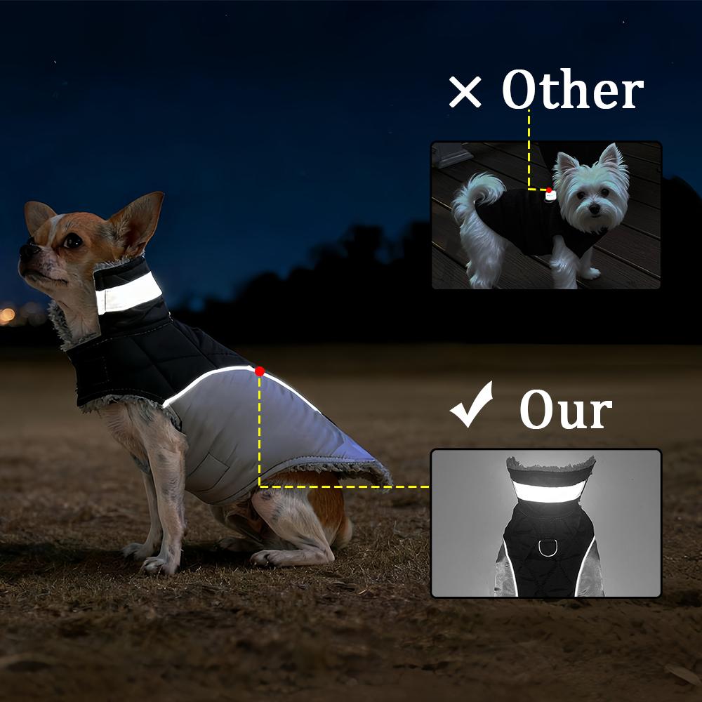 Windproof Pet Jacket Coat Winter Reflective Puppy Clothes Thicken Fleece Outfit With D-ring For Small Big Dog Chihuahua Labrador