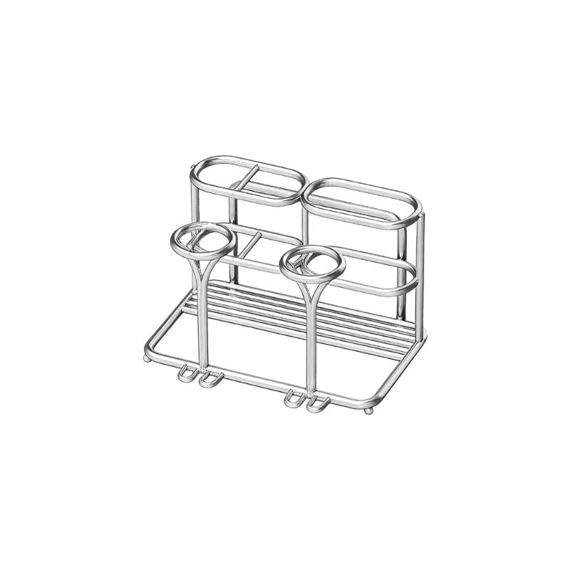 

MultiFunctional Stainless Steel Storage Rack for Holding Toothbrush Razors Mouthwash Cup Bathroom Countertop Accessory