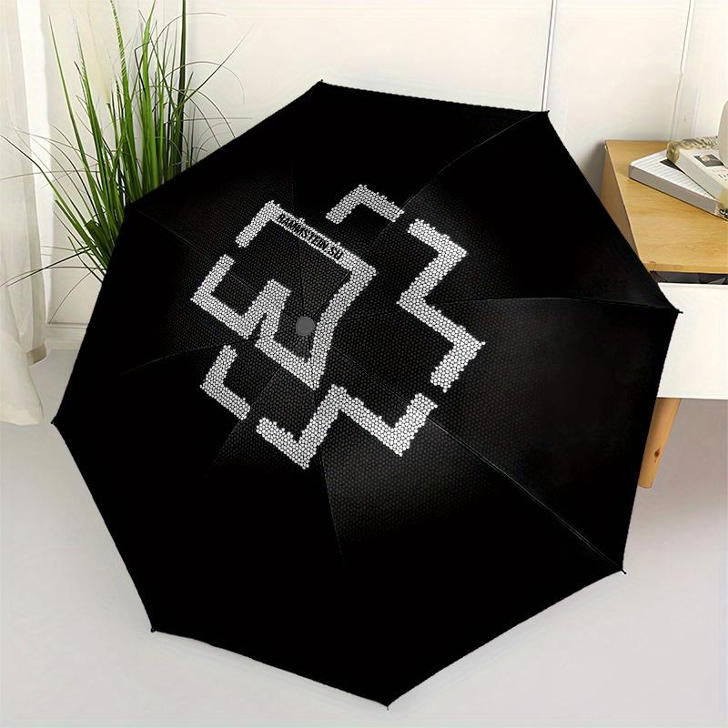 Abstract White Pattern on Black BackgroundUmbrella, Portable 3-Fold Compact Umbrella for Men & Women Gift