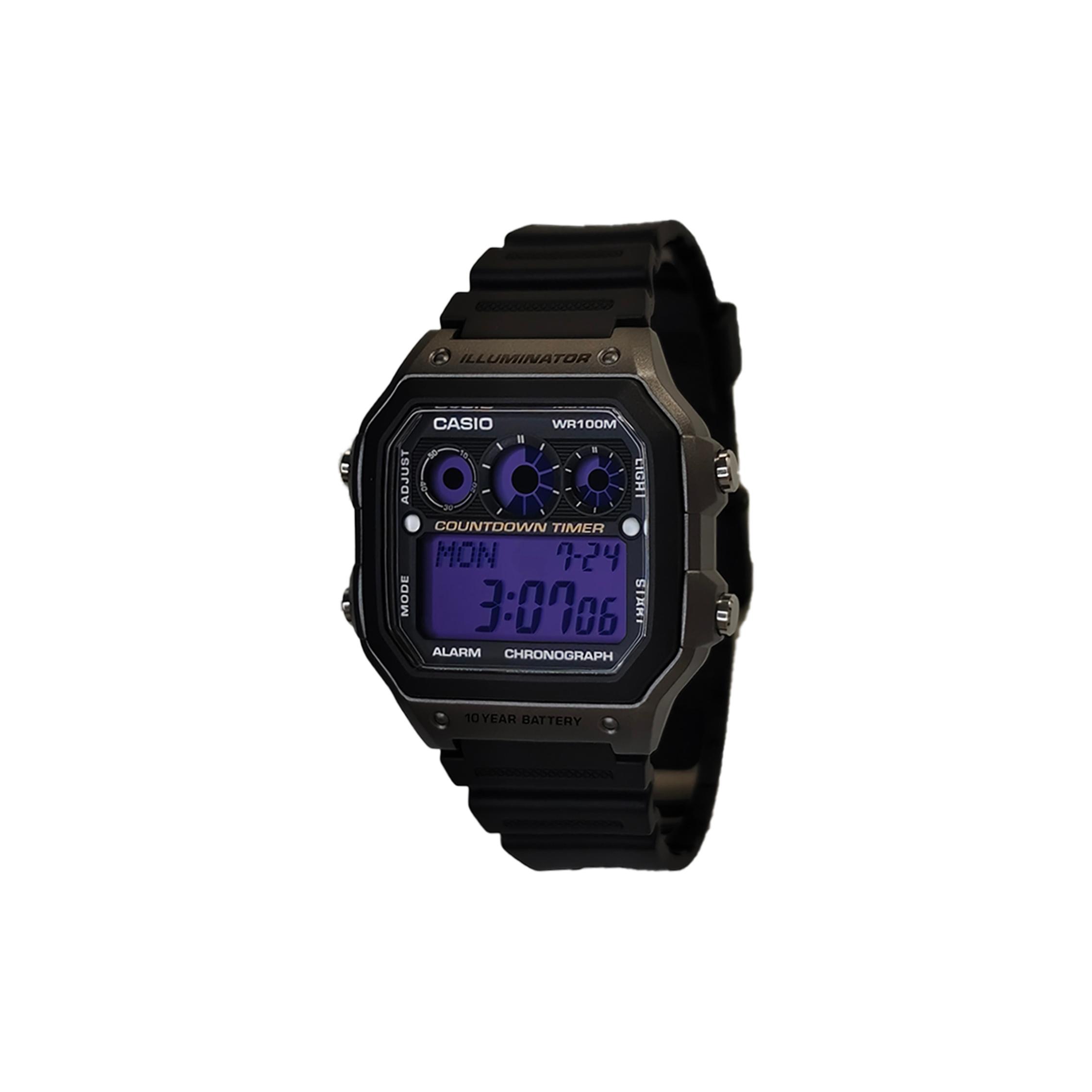

CASIO Custom Collection Quartz Movement Resin Strap Watch Men s Watches Purple Watch Dial AE-1300WH-8A(Watch5--) Black Strap