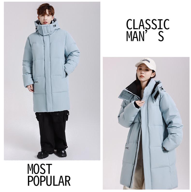 New Cross-Border Mid-Length Extreme Cold Couple Down Jacket: Trendy, Thickened Winter Outerwear for Men & Women