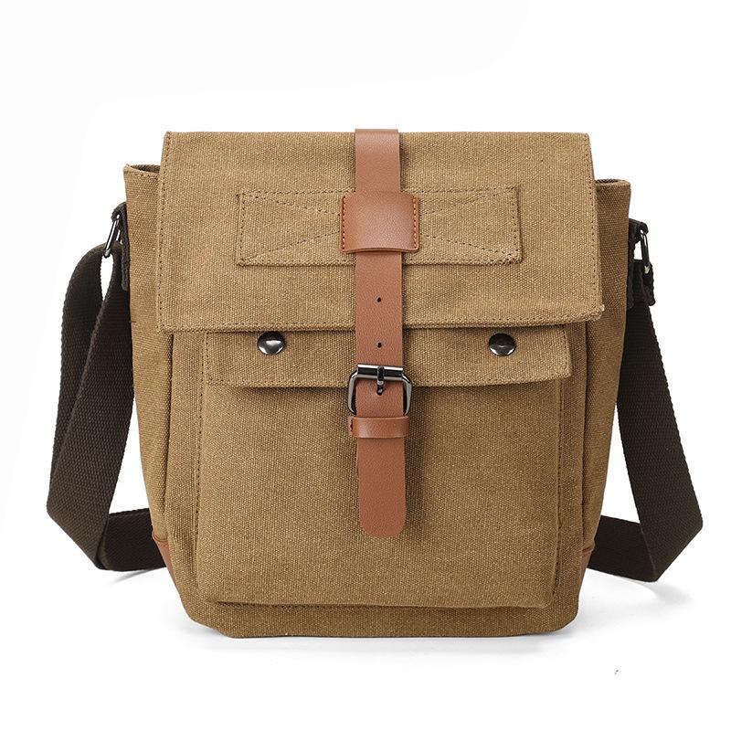 Канвасная мужская сумка-портфель Официальная сумка 15-дюймовая для компьютера Портативная на плечо Повседневная коричневый