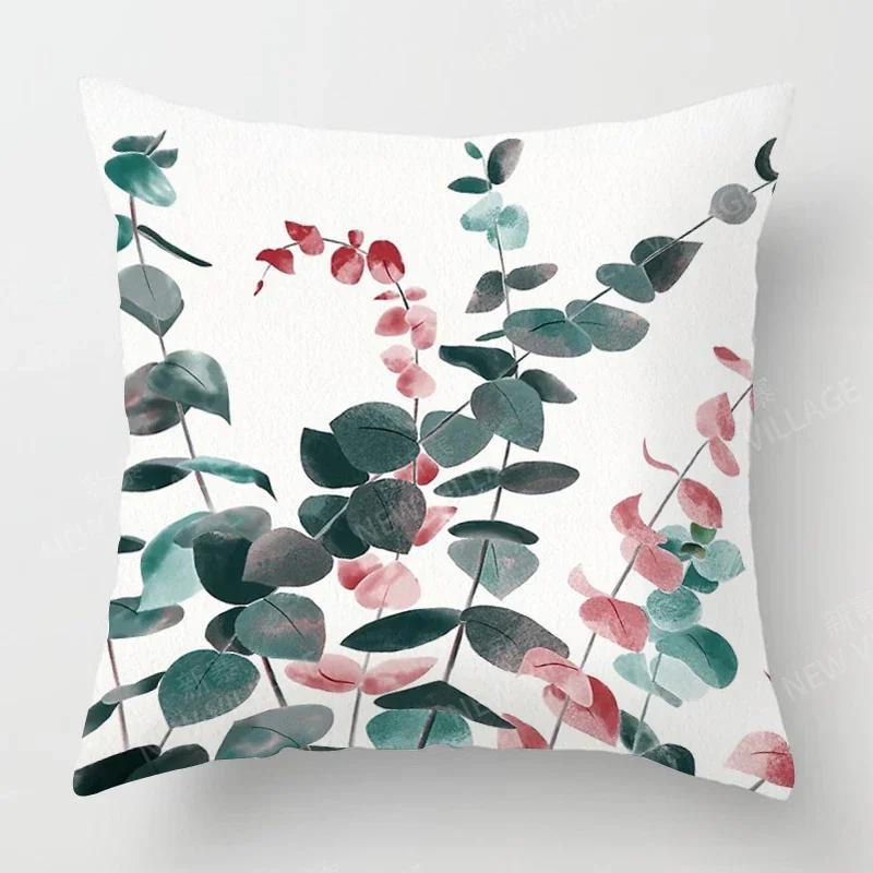 Nordic fall home decor autumn throw pillow case sofa Cushion cover modern 45x45cm 45*45 50x50 60x60cm 40*40cm green leaf plant