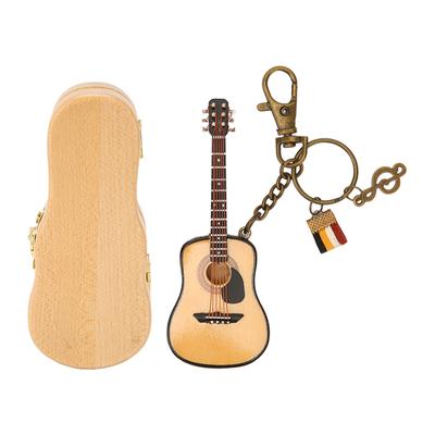 Mini Model Gitary Brelok Funkcja Wygładzanie Drewno Bogate Detale Miniaturowa Drewniana Gitara na Stół