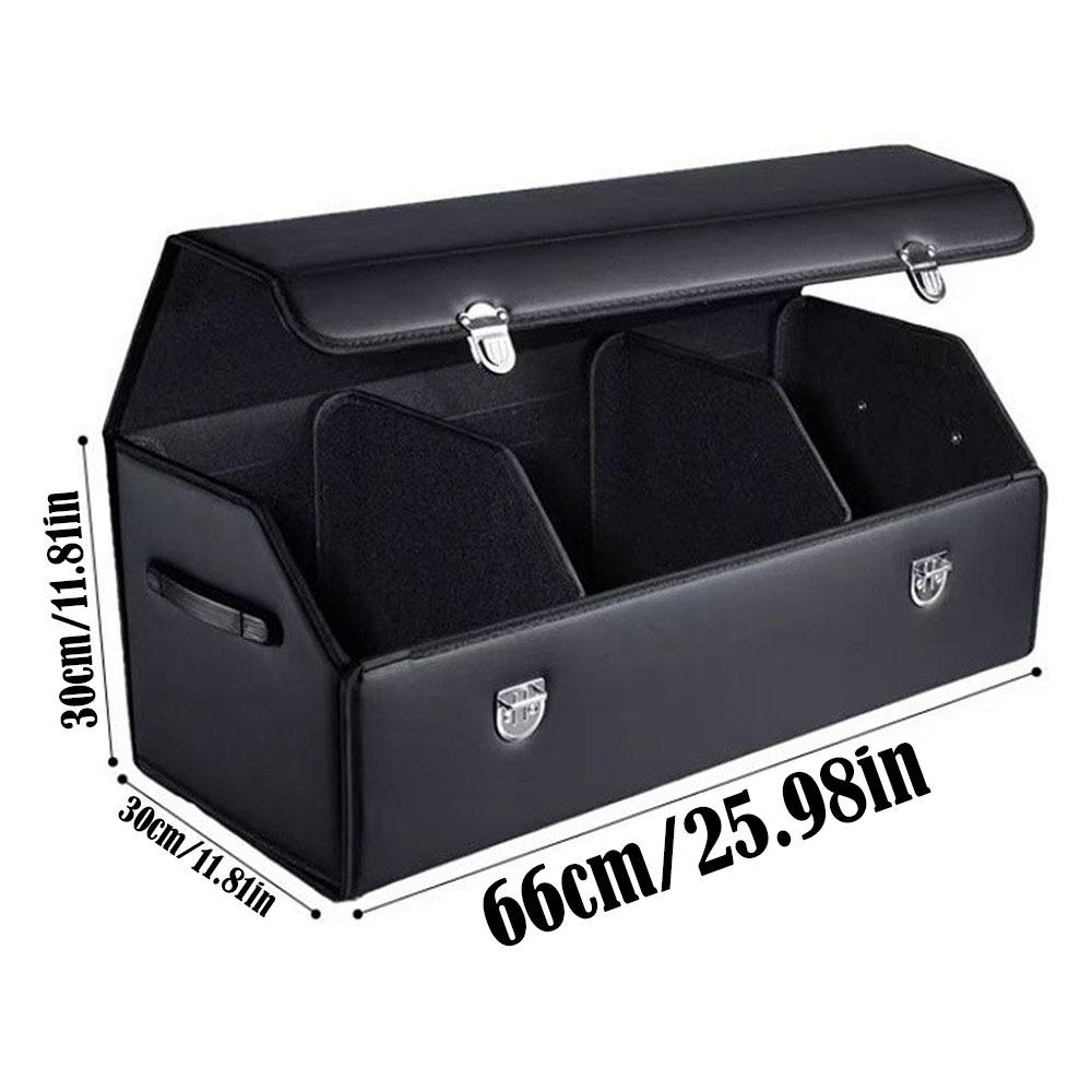 Durable Multi-purpose Car Trunk Storage Vehicle Organizer with Lock PU Leather Car Storage Box Foldable Auto Bag