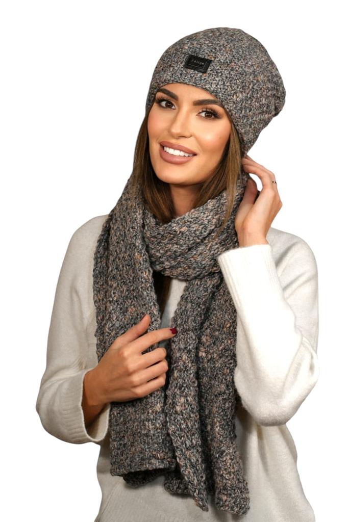 Winter Set Hat with Scarf Color Dark Gray Kamea-Dotto