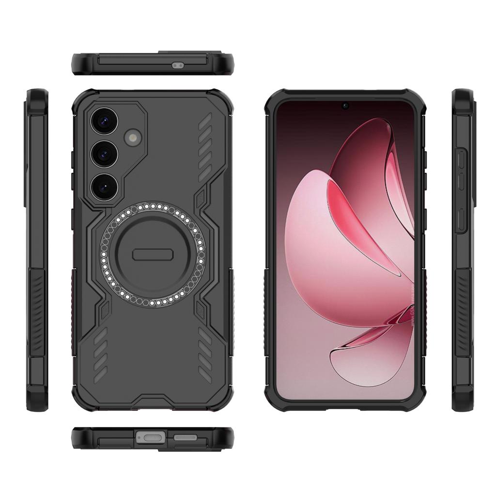 For Samsung Galaxy S25 Magnetic Case Butterfly Armor Hollow Heat Dissipation PC+TPU Phone Cover