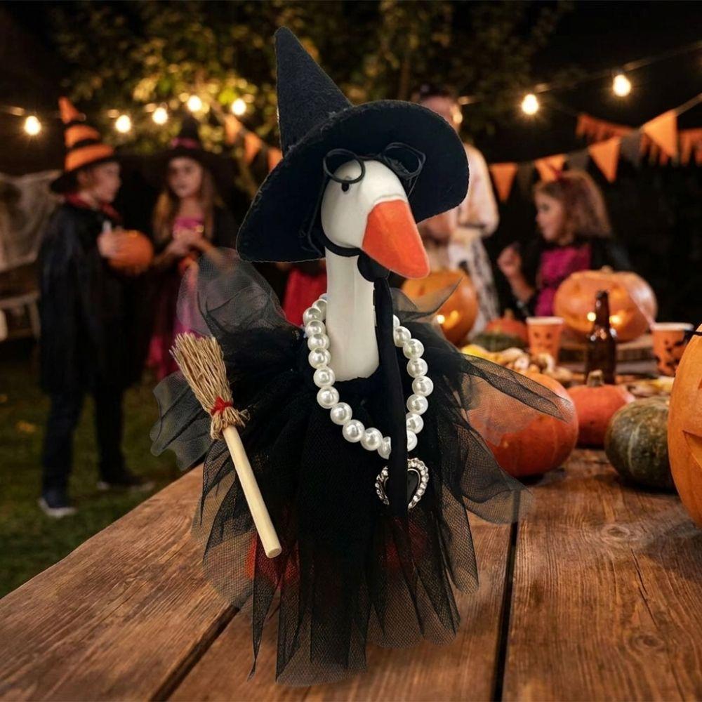 Dark Style Goose Witch Dress Up Costume Porch Goose Witch Scene Prop Halloween Party