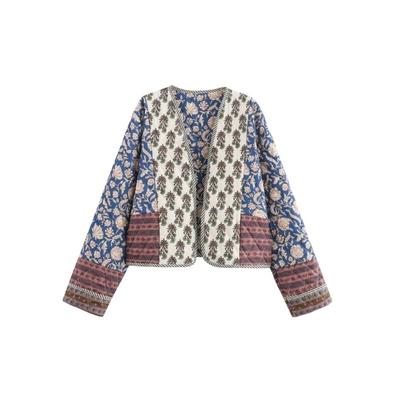 Cappotti da Donna con Stampa Floreale Trapuntati Reversibili Manica Lunga Autunno Inverno Vintage Streetwear Cappotti Giubbotti