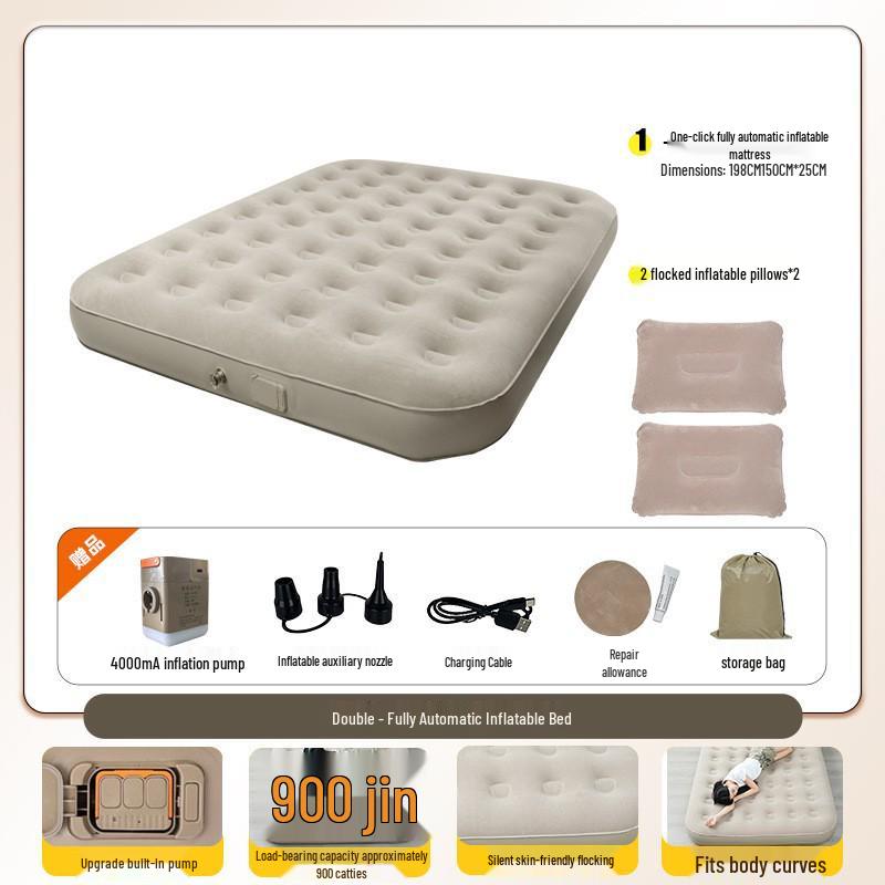 New Home & Outdoor Double Air Mattress - Thickened PVC Foldable Bed for Lunch Break