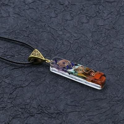 Pendant - Retro - Crystal Orgonite - Natural Stone - Multicolored Chakra - 60x10mm