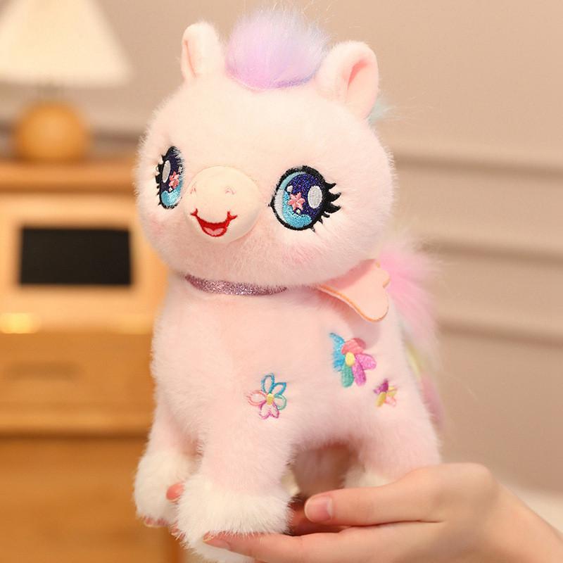 Soft Rainbow Pony Plush Toys Flannel Material Children Bedroom Dolls Decoration