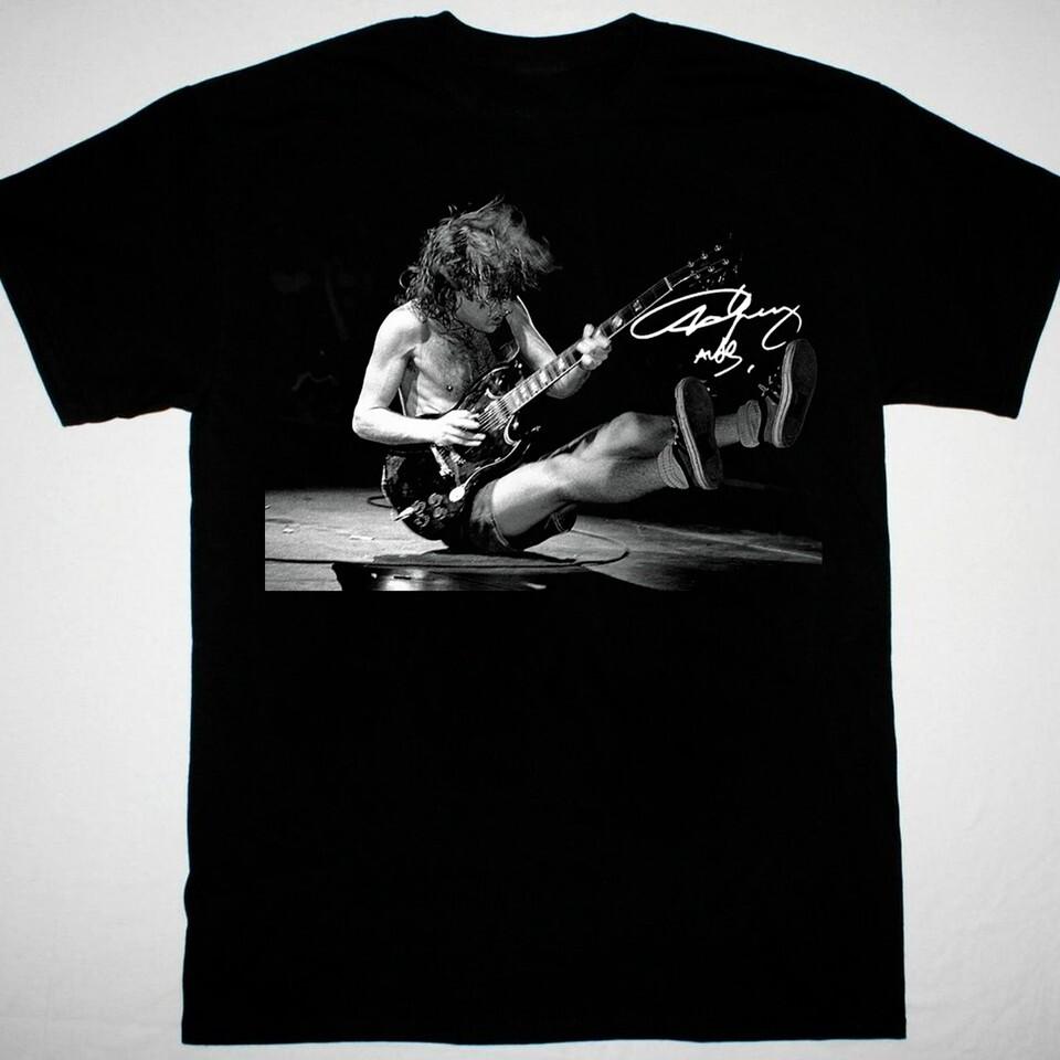 Angus Young AC DC V Koncertu Pánské Tričko Černé Bavlna Všechny Velikosti Unisex Tričko