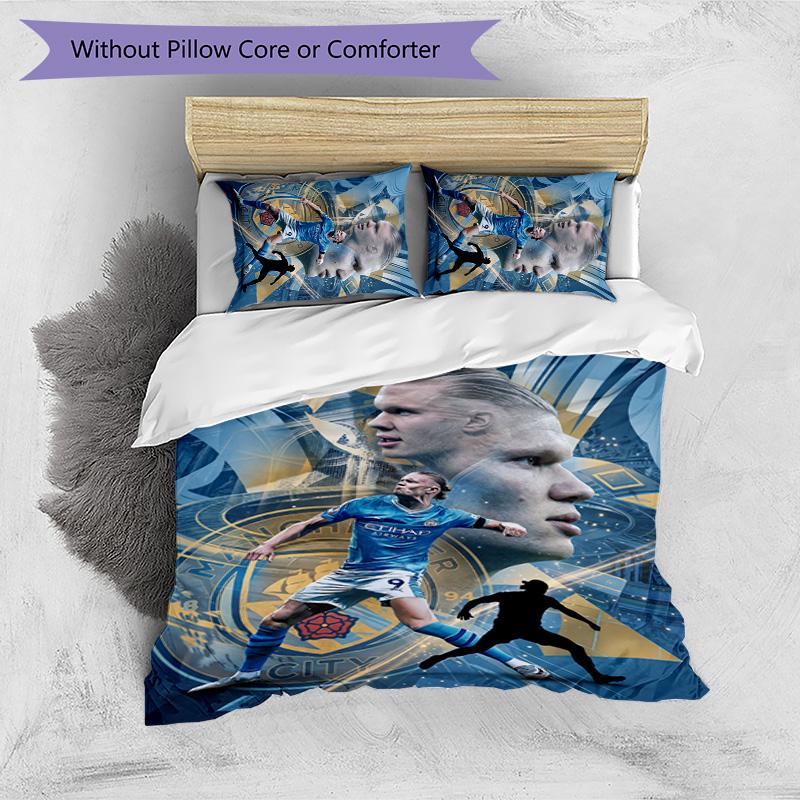 Set Biancheria da Letto 3 Pezzi Stampato Erling Haaland Traspirante Copripiumino con Federe Biancheria da Letto Decorativa per Camera da Letto Casa