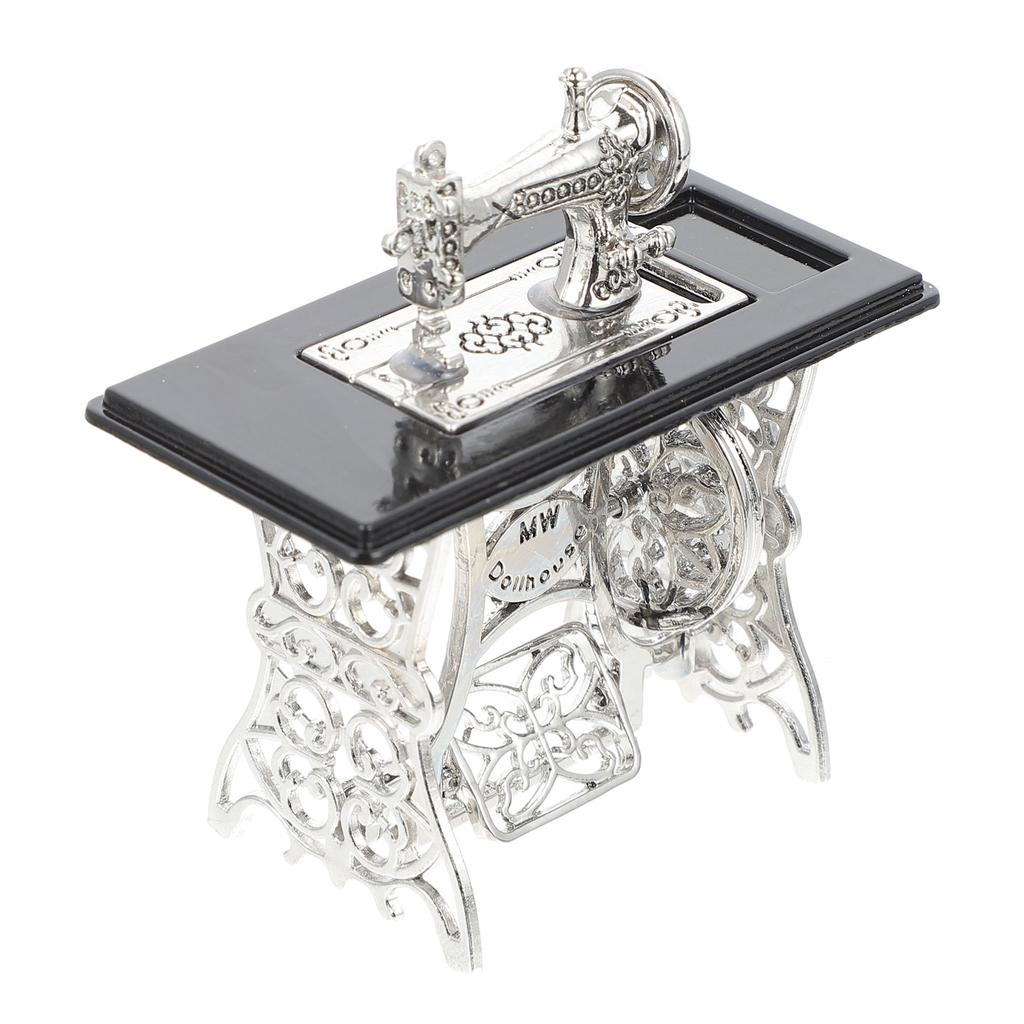 Mini Sewing Machine House Furniture Machines Toy Room Micro Model Alloy Pedal Tool Modeling Furnishings Toddler