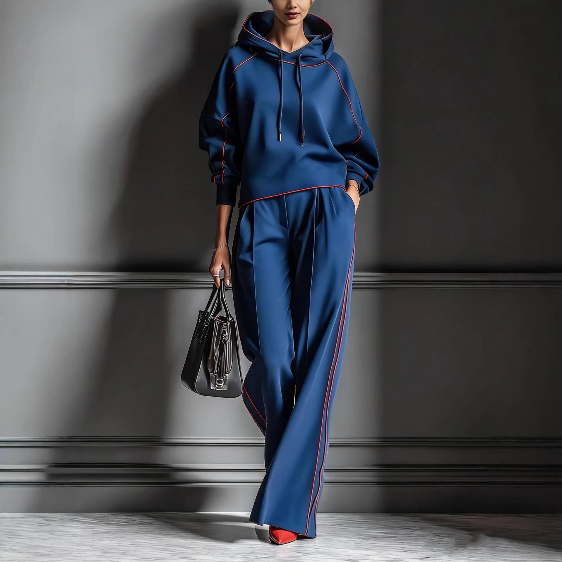 

2025 European-American Casual Two-Piece: Loose Hoodie & Long-Sleeve Trousers Set M