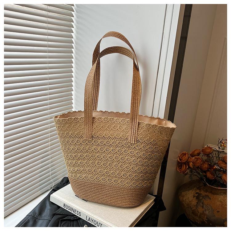 

Straw bag woven bag women s seaside vacation beach bag large capacity straw shoulder bag oblique span bucket bag хакі