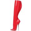 Fashion FHC 2025 New Metal Heel 18CM,Women Knee High Boots,Fetish Ballet Dancing Shoes,Men Cosplay Botas,Side Zip,Red,Customized Color