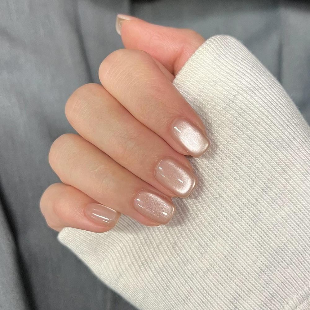 2025 Cat Eye Short Style Nude Round Wearable False Nails M