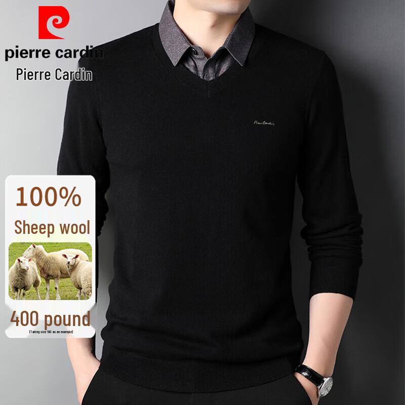 Pierre Cardin Men s Faux Two-Piece 100% Wool Knit Sweater L /175