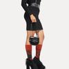 VIVIENNE WESTWOOD Jodie Brand Logo Magnetic Closure Leather Saddle Bag Women Handbags Black 4603000EWL008L
