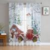 Christmas Tree Bells Village Snøing Tyll Rene vindusgardiner til stue Soverom dekor Voile Gardiner Gardiner