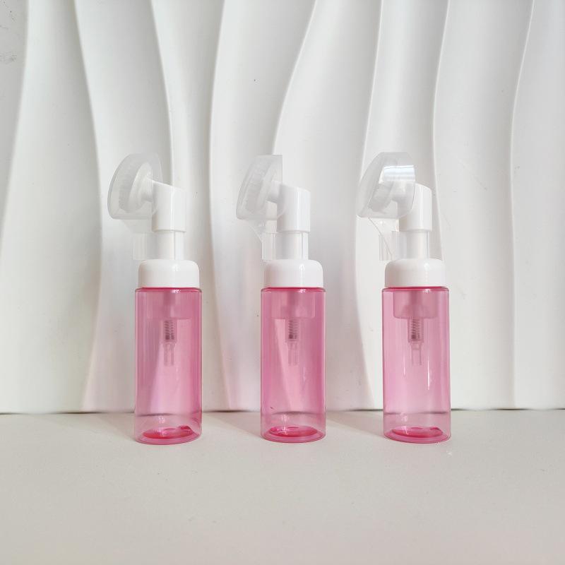 60ml Red Translucent Mousse Dispenser: Cosmetic Brush Foam Bottle for Face Wash and Travel Use