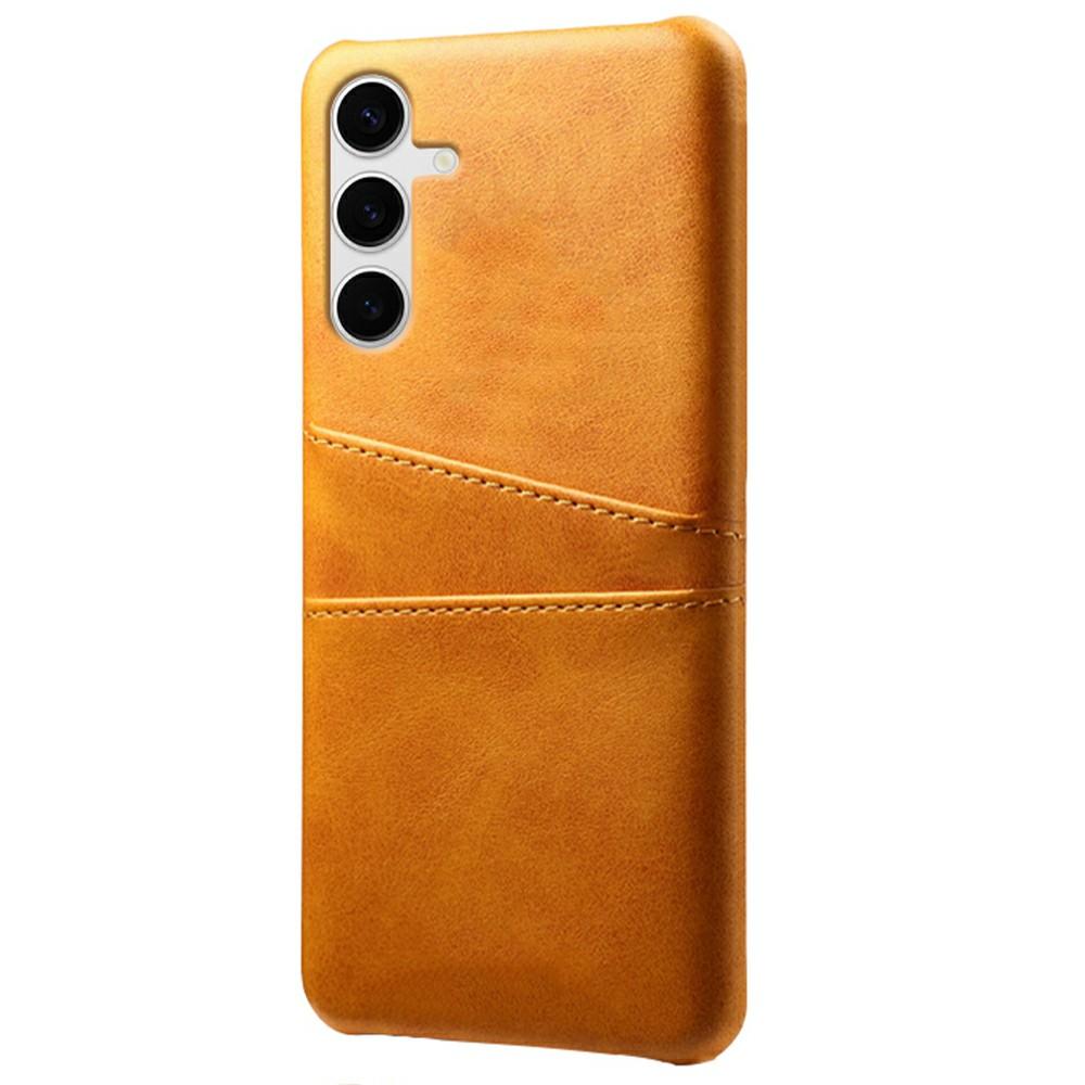 

For Samsung Galaxy S25+ Case Dual Card Slots PU Leather+Hard PC Phone Cover Rose Gold