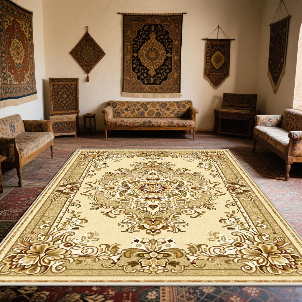 Persian Light Luxury Carpet for Living Room Non-slip Bohemian Decoration Bedroom Lounge Rug European Tatami Mat Washable Lounge
